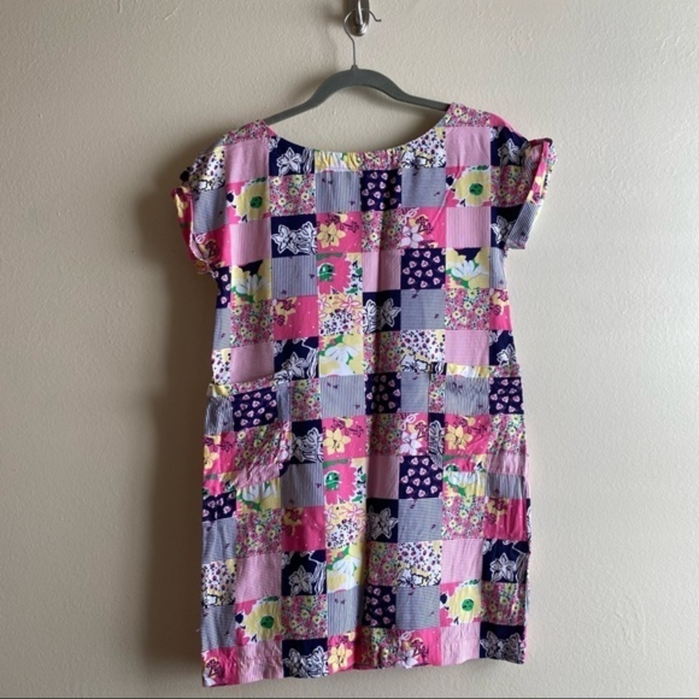 Lilly Pulitzer Cap Sleeve Patchwork Pullover Shif… - image 1